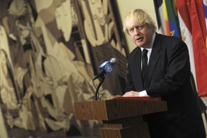 Le Premier ministre britannique Boris Johnson, le 5 avril 2020 au siège des Nations unies à New York. © Dennis Van Tine/STAR MAX/IPx/AP/SIPA
