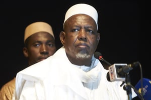 L’imam malien Mahmoud Dicko lors du lancement de la Coordination des mouvements, associations et sympathisants (CMAS), le 7 septembre 2019 à Bamako. © MICHELE CATTANI / AFP