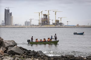 Les travaux d’Eko Atlantic City, à Lagos (Nigeria). © Sven Torfinn/PANOS-REA