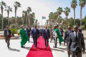 Visite officielle du président sénégalais à Nouakchott pour signer des accords de coopération, en février 2020. © Papa Matar Diop/Présidence Sénégal