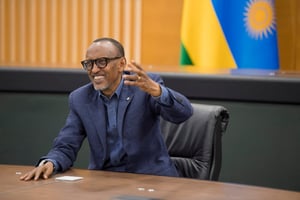 Le président rwandais Paul Kagame pendant son entretien avec Jeune Afrique le 19 juin 2020. © Village Urugwiro