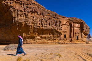 Les tombes du site archéologique d’Al-Hijr, à Madain Saleh. © Eric Lafforgue/AFP
