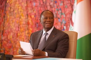 Alassane Ouattara, au palais présidentiel le 29 mai 2020. © DR / Présidence de la République ivoirienne.
