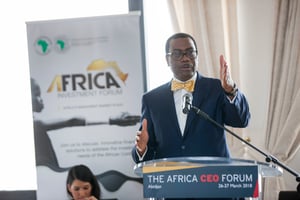 Akinwumi Adesina, lors de l’Africa CEO Forum 2018 à Abidjan. © Africa CEO Forum