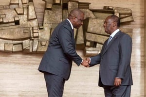 Alassane Ouattara et Hamed Bakayoko, le 31 juillet 2020 à la présidence ivoirienne. © DR / Présidence ivoirienne.