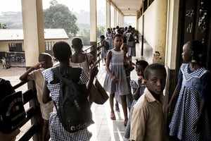 École Jean Delafosse des 220 logements, à Abidjan, en Côte d’Ivoire © Guillaume Binet /  MYOP pour JA