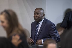 Laurent Gbagbo, à la Cour pénale internationale, en janvier 2019. © Peter Dejong/Pool via The New York Times