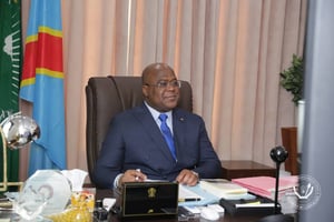 Félix Tshisekedi, dans son bureau, en septembre 2020. © PRESIDENCE RDC