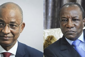 Cellou Dalein Diallo, chef de l’UFDG, et Alpha Condé, président sortant de la Guinée. © Vincent Fournier/JA