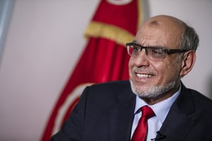 Hamadi Jebali, en août 2019. TUNIS, TUNISIA – AUGUST 29: Independent candidate for the September 15 presidential election, Hamadi Jebali speaks during an exclusive interview in Tunis, Tunisia on August 29, 2019. 
© Nacer Talel / Anadolu Agency /AFP