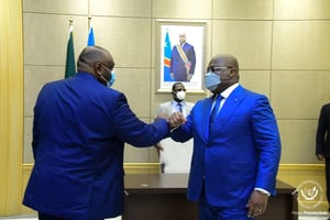Jean-Pierre Bemba et Félix Tshisekedi au Palais de la Nation, le 4 novembre 2020. © Présidence RDC