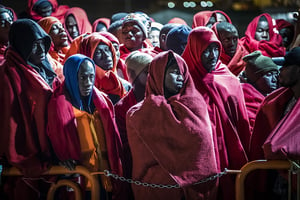 Des migrants dans le port de Malaga, en Espagne, en novembre 2018. Photo d’illustration. © Guillaume Pinon//NurPhoto/AFP
