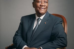 Le président ivoirien Alassane Ouattara à Abidjan, le 9 mars 2020. Interview du Président Alassane Ouattara, Abidjan le 9 mars 2020.
© Issam Zejly pour JA