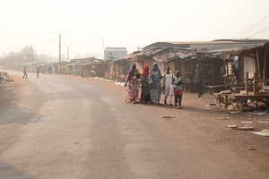 Au rond-point Koudoukou, à l’entrée du PK5, à Bangui, le 26 décembre 2019. © FLORENT VERGNES / AFP