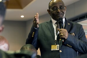 Albadé Abouba, candidat du Mouvement patriotique pour la République à la présidentielle. © Thierry Zoccolan / AFP