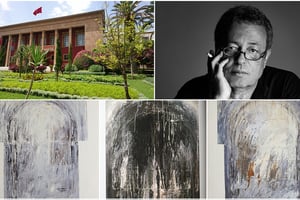 Fouad Bellamine et trois de ses oeuvres disparues au Parlement. © H24 Info