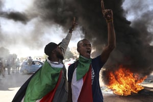 Une manifestation à Khartoum au deuxième anniversaire de la révolte, le 19 décembre 2020. © Marwan Ali/AP/SIPA