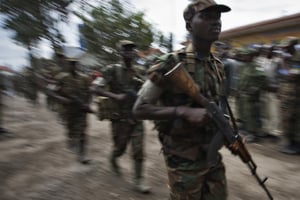 Soldats rwandais se retirant du territoire congolais, ici à Goma, le 25 février 2009 (illustration). © Finbarr O’Reilly/REUTERS