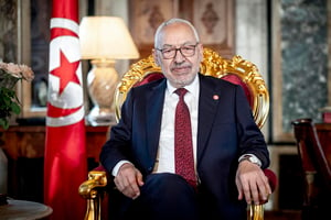 Rached Ghannouchi, dans son bureau de l’Assemblée des représentants du peuple, à Tunis, le 21 février 2020. © Nicolas Fauqué