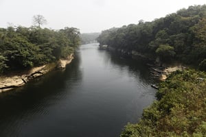  © La Cross River sépare le Nigeria du Cameroun. Ici près de la station frontalière de Mfum.