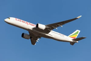 Un Airbus 350-900 d’Ethiopian Airlines. © Fabrizio Gandolfo / SOPA Images/Sipa