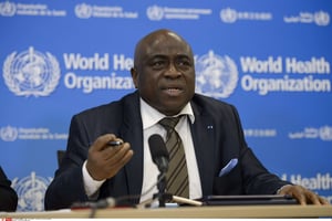 Le ministre guinéen de la Santé, Rémy Lamah, en décembre 2014. © Martial Trezzini/AP/SIPA