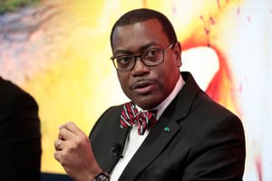 Akinwumi Adesina au Forum économique de Davos, le 17 janvier 2020. © Jason Alden/Bloomberg via Getty Images