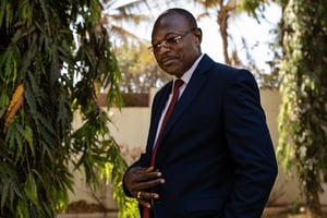 Eddie Komboïgo, le président du CDP, chez lui, à Ouagadougou, en février 2021.