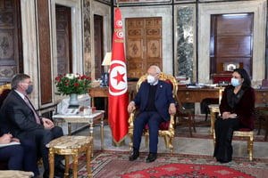 Rached Ghannouchi et Donald Blome, lors de leur entretien le 23 février à Tunis. © DR