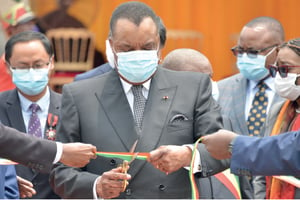 Denis Sassou Nguesso, lors de l’inauguration du nouveau siège du Parlement, le 3 mars à Brazzaville. © Les dépêches de Brazzaville