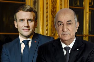 Emmanuel Macron et Abdelmadjid Tebboune. © François Grivelet pour JA ; Sipa
