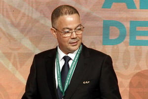 Fouzi Lekjaâ, président de la FRMF (Fédération royale marocaine de football). Royal Moroccan Football Federation president Fouzi Lekjaa attends the first ever African Football Symposium in Skhirat, on the outskirts of the Moroccan capital, on July 18, 2017. – Delegates from CAF’s 55 member federations, coaches, retired players as well as top football officials from FIFA are in the Moroccan capital to discuss, among other issues, the future of African Cup of Nations, including its format and timing
© AFP