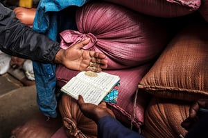 Des graines de teff sur le marché d’Addis Abeba, le 3 juillet 2019. © Eduardo Soteras / FAO / AFP