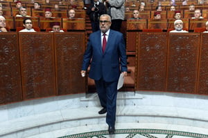 Abdelilah Benkirane, alors chef du gouvernement marocain, au Parlement, à Rabat, le 9 juillet 2014. © Fadel Senna/AFP