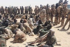 Des rebelles du Front pour l’alternance et la concorde au Tchad (FACT) à Nyze, à 50 km de Zigueye, le 17 avril 2021. © Chadian Army/AFP