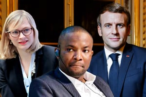 Stephan-Eloïse Gras, Kizito Okechukwu, Emmanuel Macron © Montage JA : Futur.e.s in Africa ; Digital Africa ; Francois Grivelet pour JA.