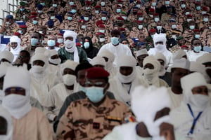 Obsèques du président tchadien Idriss Déby Itno à N’Djamena, le 23 avril 2021 © Christophe PETIT TESSON / POOL / AFP