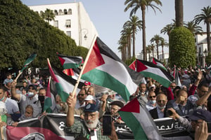  © Manifestation de solidarité avec les Palestiniens, à Rabat, devant le Parlement, le 16 mai 2021.