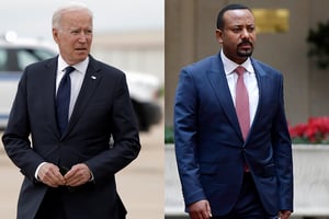 Joe Biden et Abiy Ahmed : les sanctions financières du premier auront-elles des répercussions positives sur les actions du prix Nobel de la paix 2019 ? © Carlos Barria/REUTERS ; Mistrulli/Fotogramma/ROPI-REA