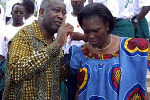 Laurent et Simone Gbagbo, à Abidjan, en septembre 2004. © LUTENS/PANAPRESS/MAXPPP
