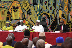 Le président sénégalais Macky Sall, lors de l’ouverture du dialogue national. © Seyllou / AFP