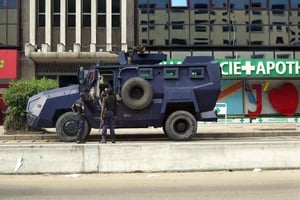 Des policiers déployés dans les rues de Kinshasa en janvier 2019 (illustration). © Jerome Delay/AP/SIPA