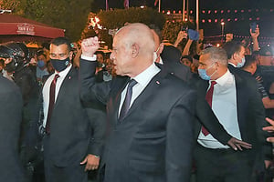 Tunis, le 26 juillet 2021 : le président au lendemain de son coup de force. © AFP