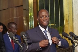Le président ivoirien Alassane Ouattara, à Abidjan, le 9 mai 2014. © Bruno Levy pour JA
