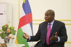 Le président centrafricain Faustin-Archange Touadéra à Bangui, le 13 septembre 2021. © Rodrigue Molenguela pour JA