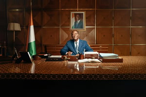 Le président Alassane Ouattara dans son bureau du Plateau, à Abidjan, le 15 septembre 2021. © Issam Zejly pour JA