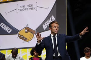 Le président français, lors du sommet Afrique-France à Montpellier, le 8 octobre 2021. © GUILLAUME HORCAJUELO/MAXPPP