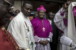 Fridolin Ambongo le jour de sa messe d’installation à Kinshasa, en novembre 2018 © JOHN WESSELS/AFP