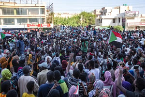 Manifestation contre le coup d’État, le 30 octobre 2021, à Khartoum © MAHMOUD HJAJ/ Anadolu Agency via AFP