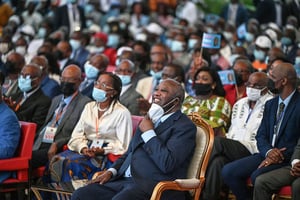 L’ancien président assiste à l’ouverture du congrès de son nouveau parti, à Abidjan, le 16 octobre 2021. © SIA KAMBOU/AFP